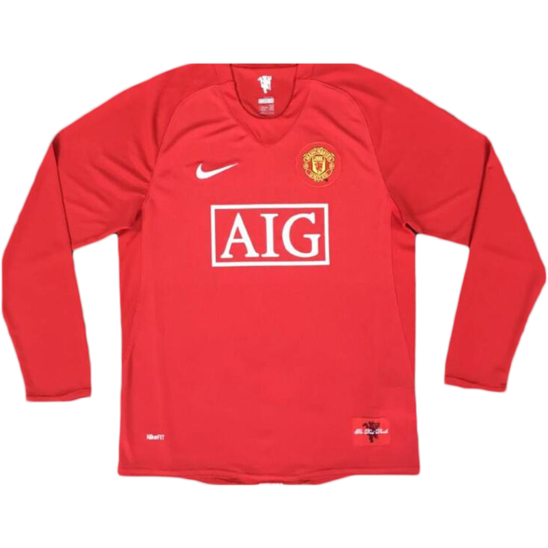 Retro Manchester United Long Sleeve Home Jersey 2007/08